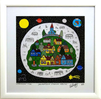 PRODÁNO.  František R.Čech - Odvrácená strana měsíce - signovaný umělecký tisk v rámu